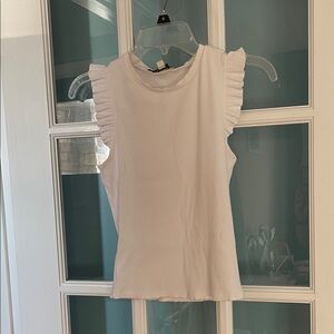 Francesca's Collections White Ruffle Sleeve Tank Top